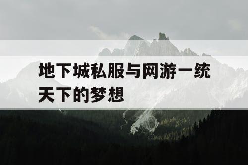 地下城私服与网游一统天下的梦想