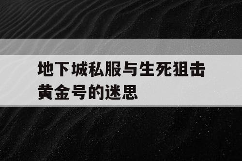 地下城私服与生死狙击黄金号的迷思