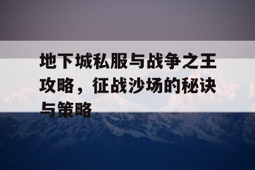 地下城私服与战争之王攻略，征战沙场的秘诀与策略