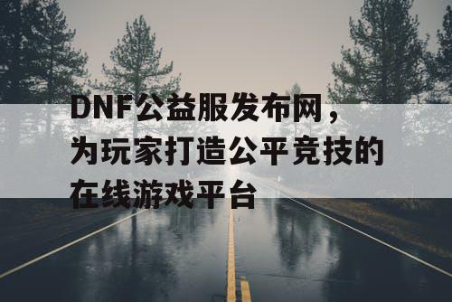 DNF公益服发布网，为玩家打造公平竞技的在线游戏平台